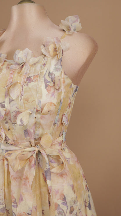 Vestido midi estampado de flores en 3D