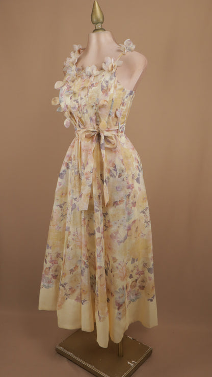 Vestido midi estampado de flores en 3D