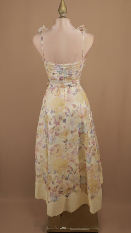 Vestido midi estampado de flores en 3D