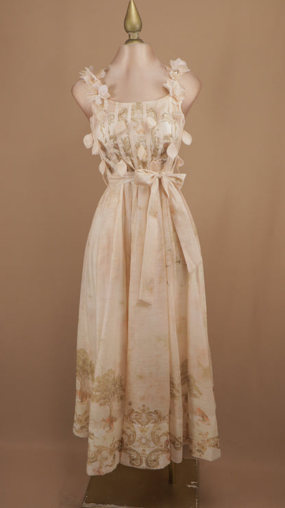 Vestido midi estampado de flores en 3D