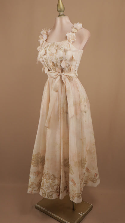 Vestido midi estampado de flores en 3D