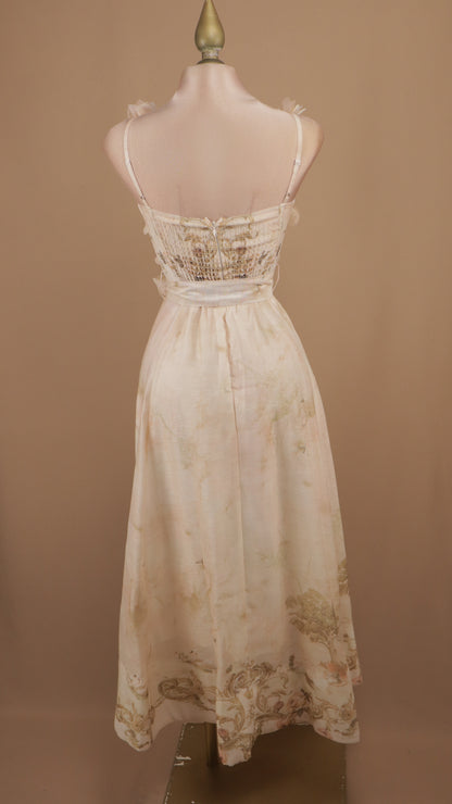 Vestido midi estampado de flores en 3D
