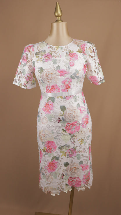 Vestido midi plus size de encaje estampado