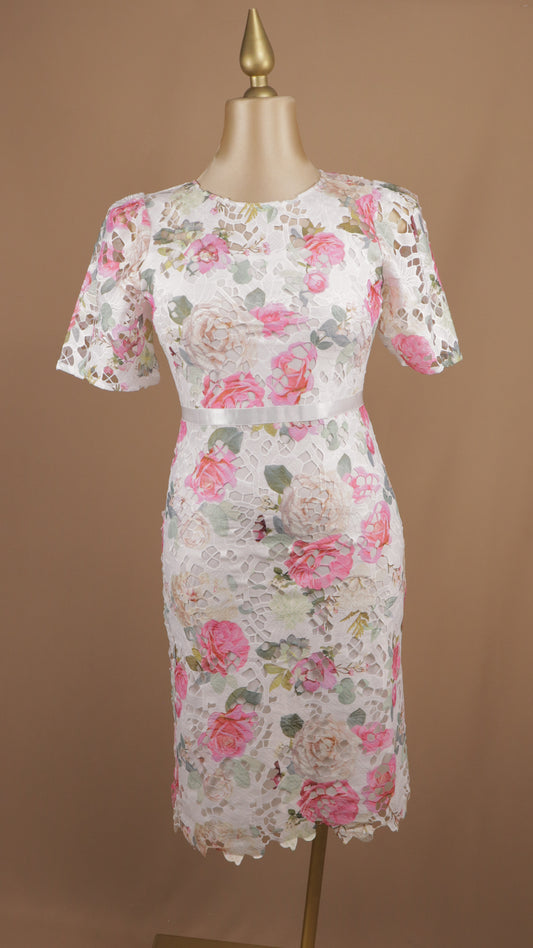 Vestido midi plus size de encaje estampado