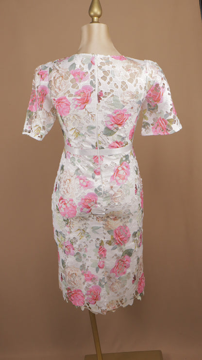 Vestido midi plus size de encaje estampado