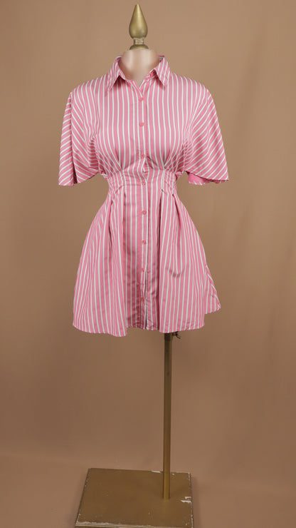 Vestido midi de líneas con manga