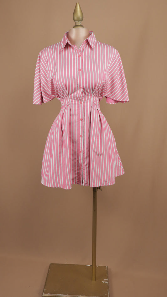 Vestido midi de líneas con manga