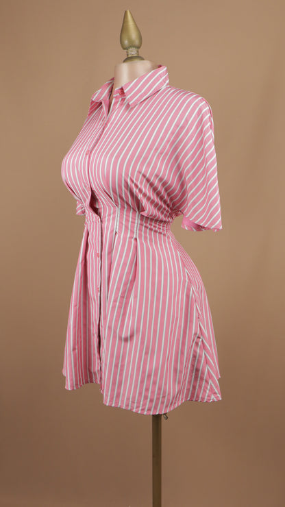 Vestido midi de líneas con manga