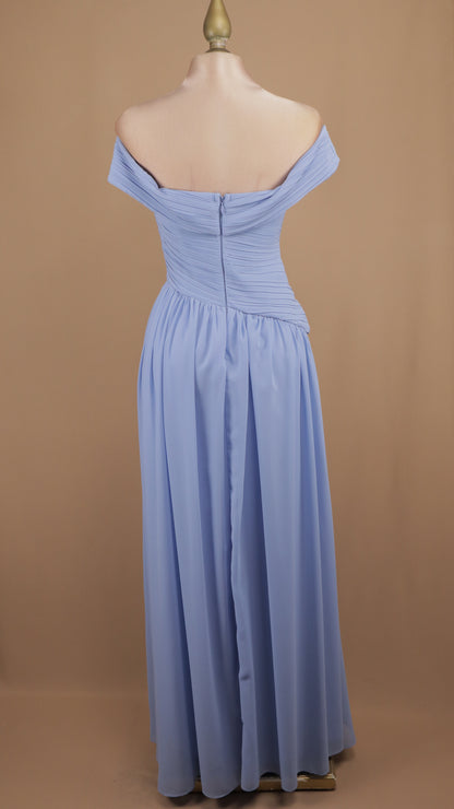 Vestido largo drapeado en busto y escote al hombro