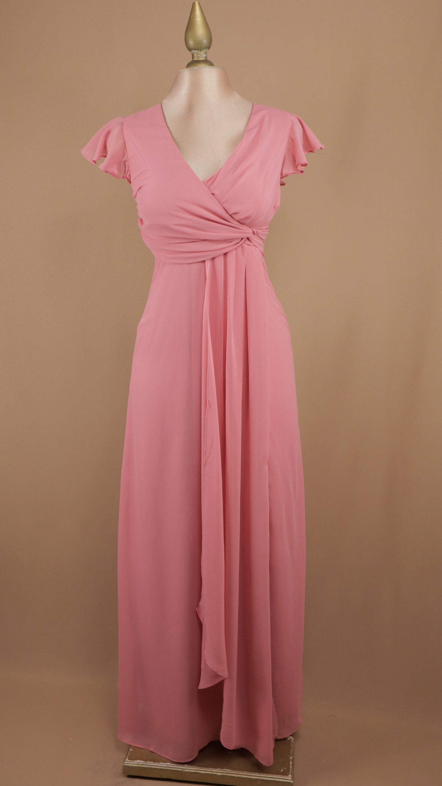 Vestido largo cruzado manguita de olan