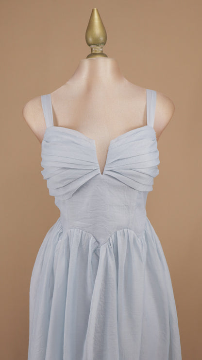 Vestido midi en línea A con escote de tirante