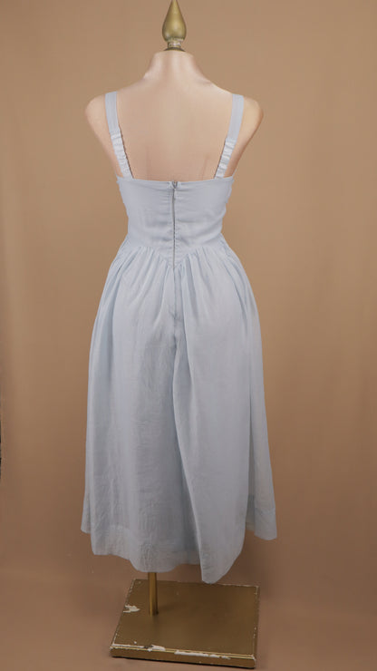 Vestido midi en línea A con escote de tirante
