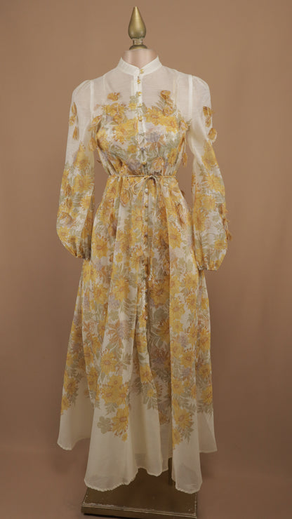 Vestido maxi manga larga estampado