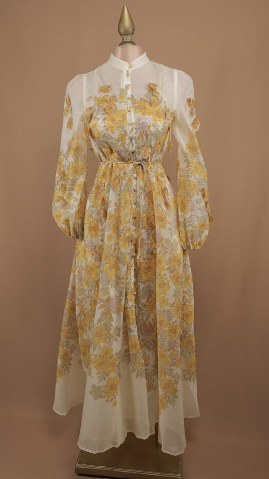 Vestido maxi manga larga estampado