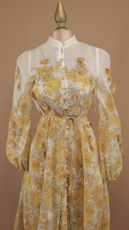 Vestido maxi manga larga estampado