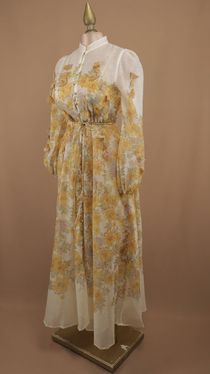 Vestido maxi manga larga estampado