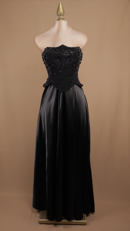 Vestido largo estraple con pedrería