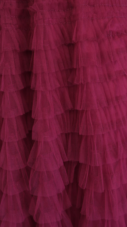 Vestido maxi tul berry