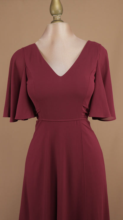 Vestido largo de chiffon con manga