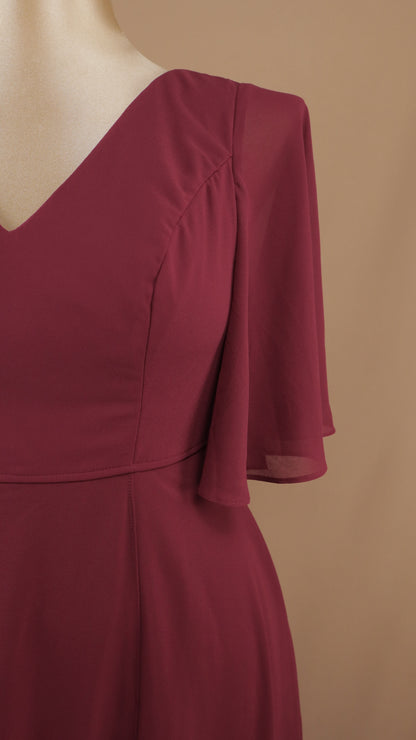Vestido largo talla extra de chiffon con manga