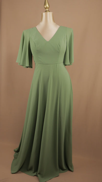 Vestido largo talla extra de chiffon con manga