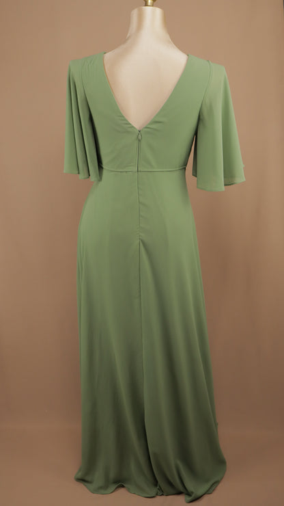 Vestido largo talla extra de chiffon con manga