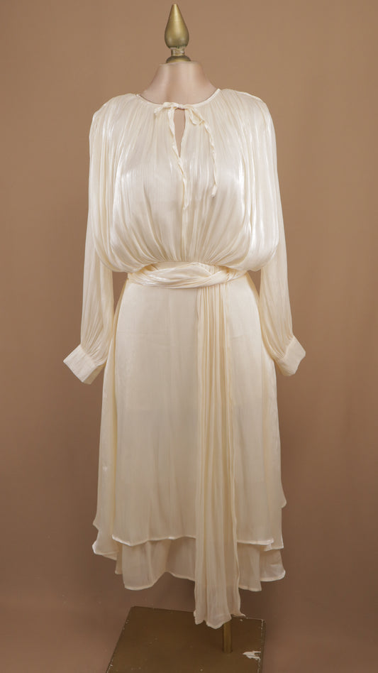 Vestido midi con manga larga y destellos