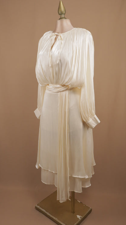 Vestido midi con manga larga y destellos