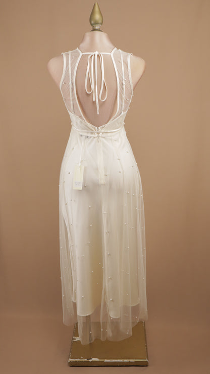 Vestido midi de tul y perla
