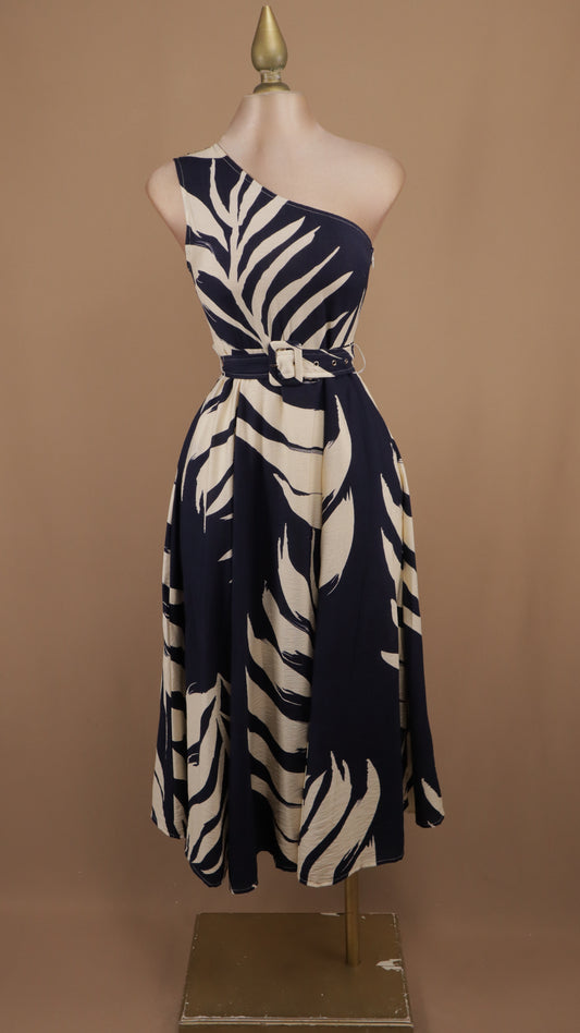Vestido midi asimetrico estampado