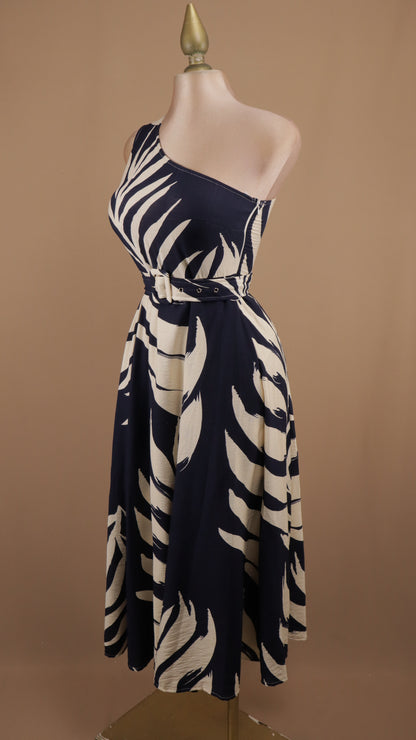 Vestido midi asimetrico estampado