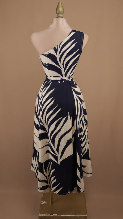 Vestido midi asimetrico estampado