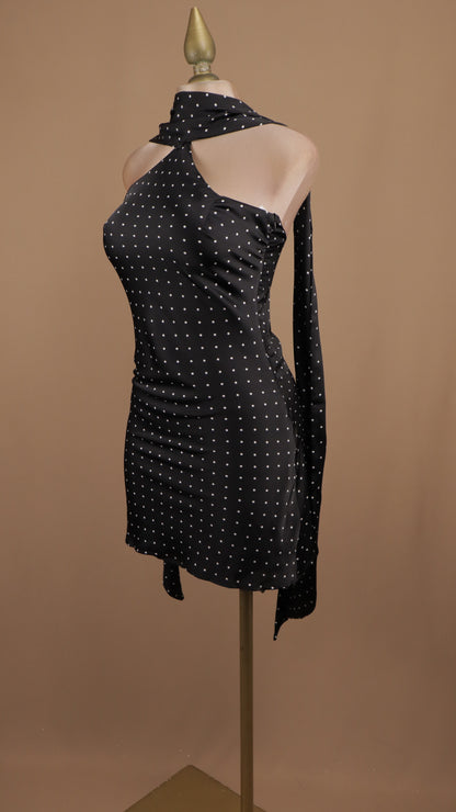 Vestido halter polka dots satin