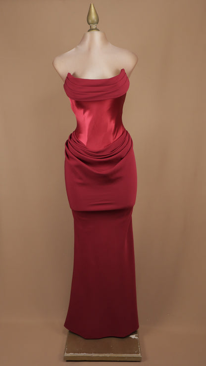 Vestido largo estraple con pashmina