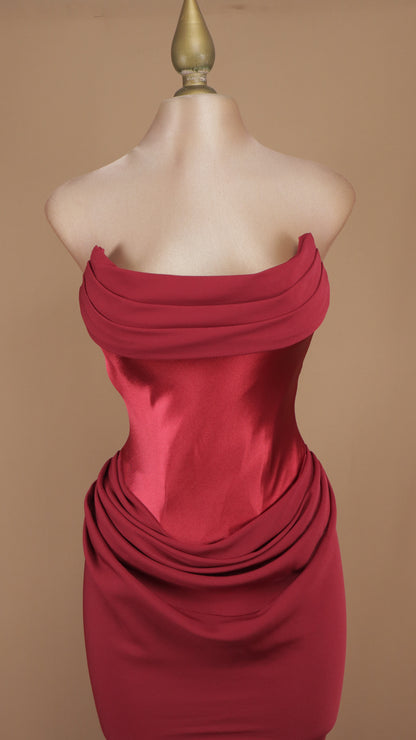 Vestido largo estraple con pashmina
