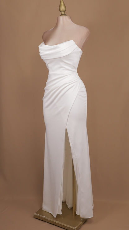 Vestido largo de novia estraple con corset