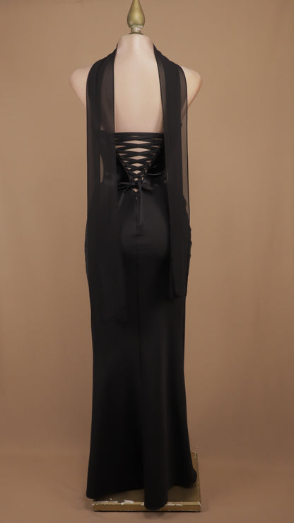 Vestido largo estraple con pashmina