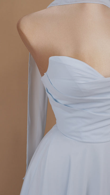 Vestido corto linea A de chiffon