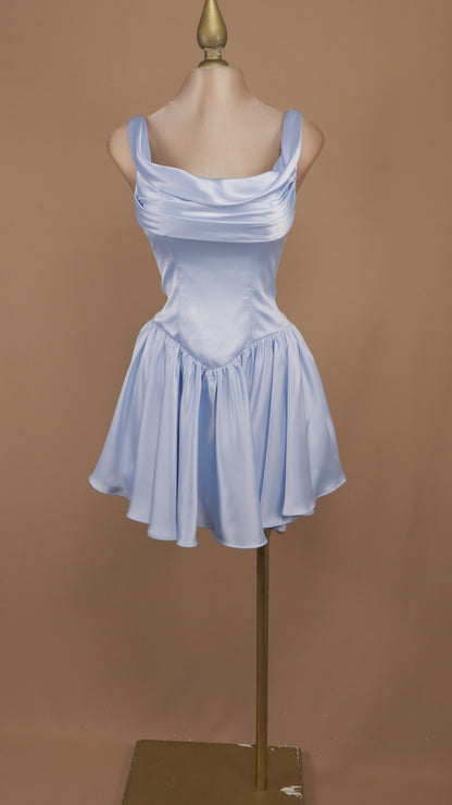 Vestido corto satin con corset