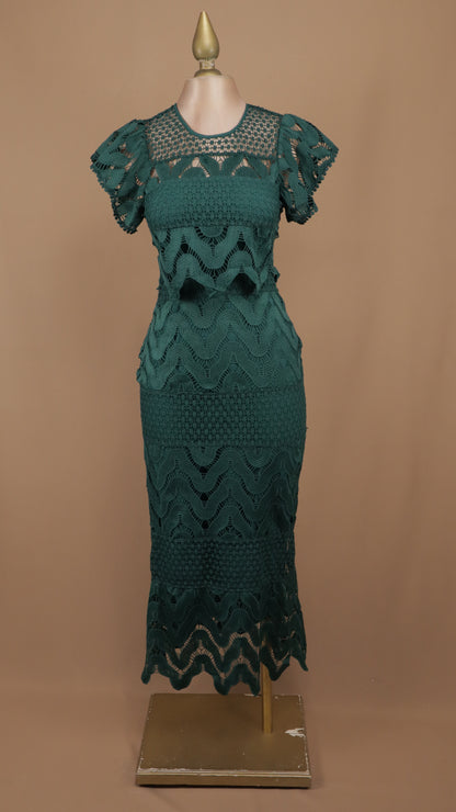 Vestido midi de encaje y crochet