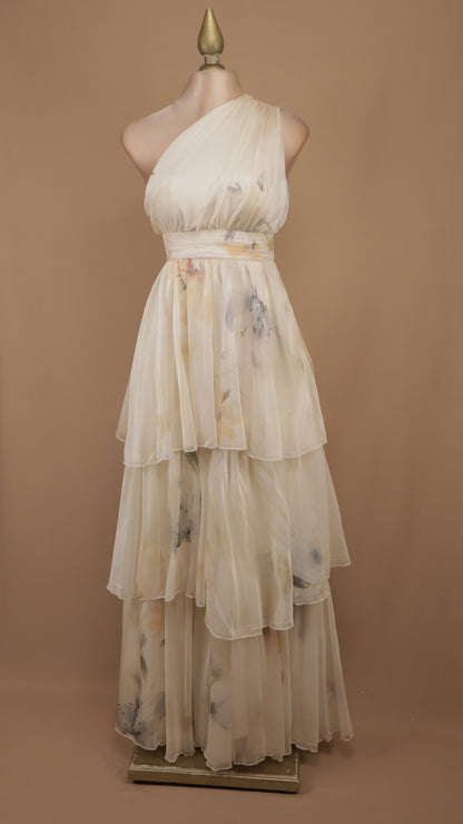 Vestido Elysia de gasa con escote asimétrico de un solo hombro