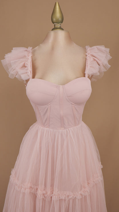 Vestido midi de tul con copa