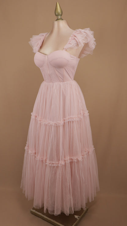 Vestido midi de tul con copa