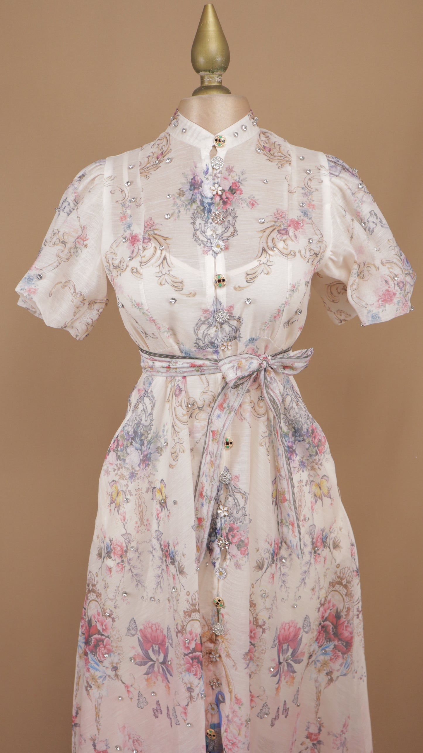 Vestido midi estampado de manga