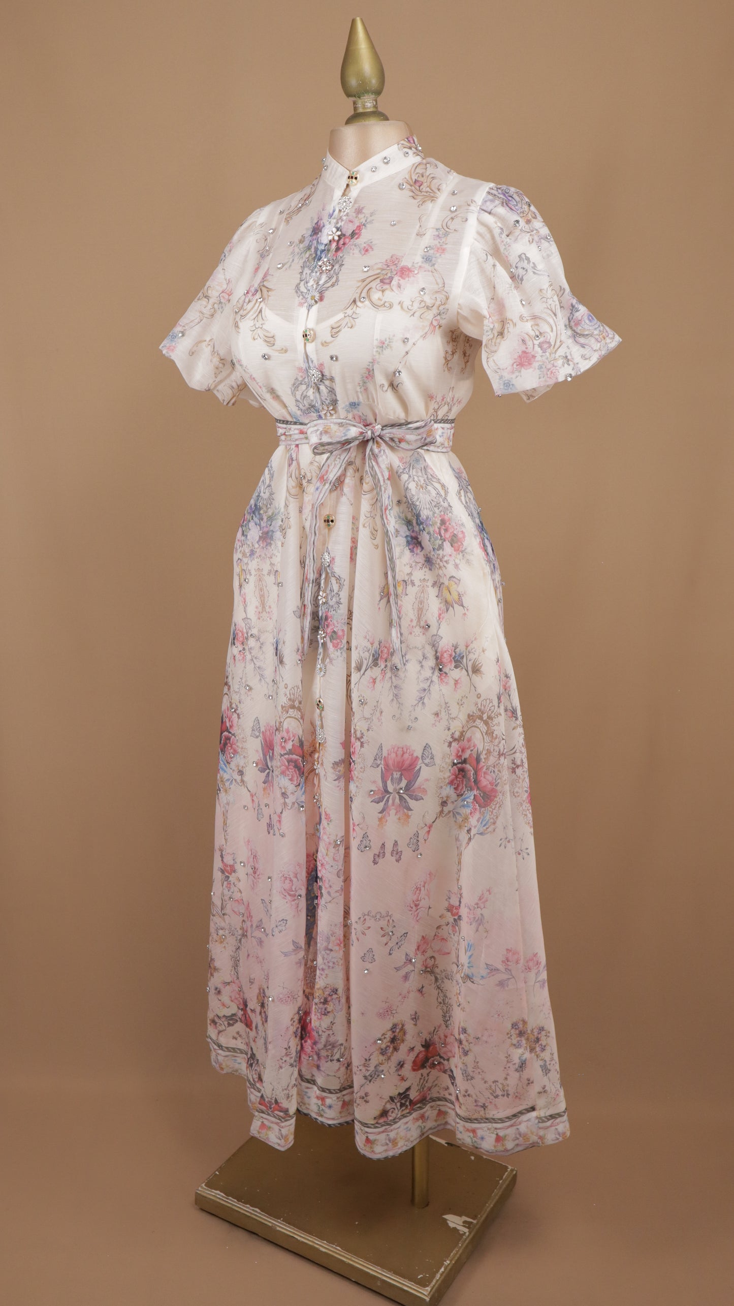 Vestido midi estampado de manga