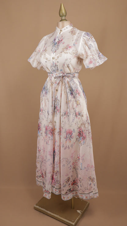 Vestido midi estampado de manga