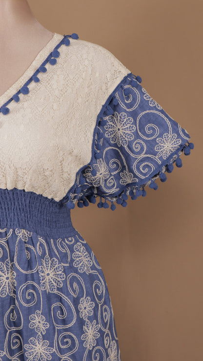 Vestido largo casual con bordado