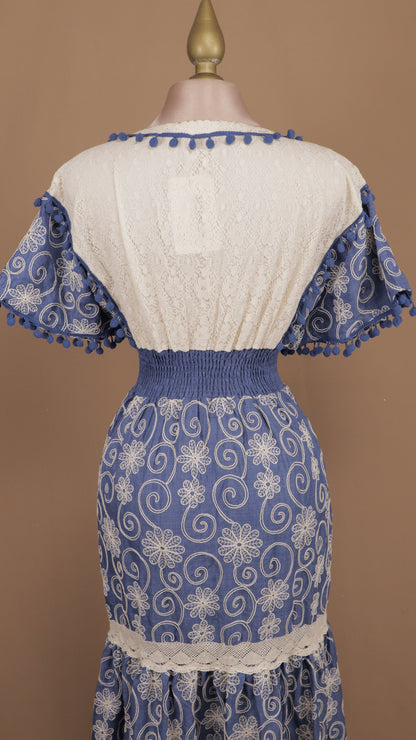 Vestido largo casual con bordado