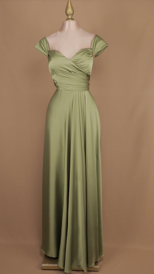 Vestido largo plus size al hombro