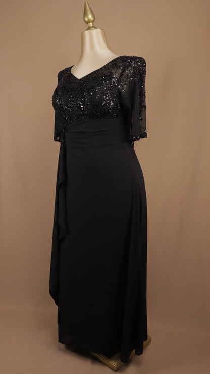 Vestido largo plus size con manga y aplicación